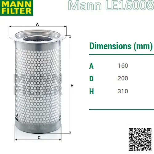 Lọc tách dầu LE16008 Mann filter cho máy nén khí