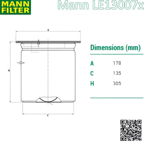 Lọc tách dầu LE13007x Mann filter cho máy nén khí