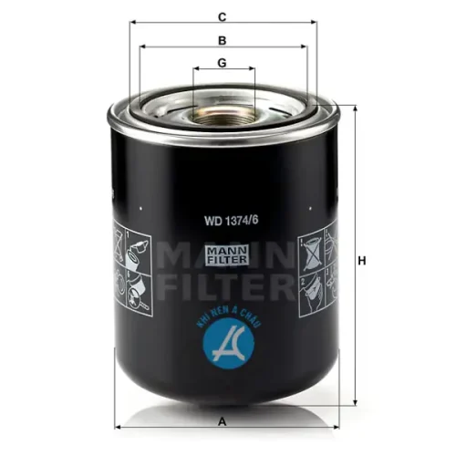 Lọc dầu Mann filter WD 1374/6 cho máy nén khí