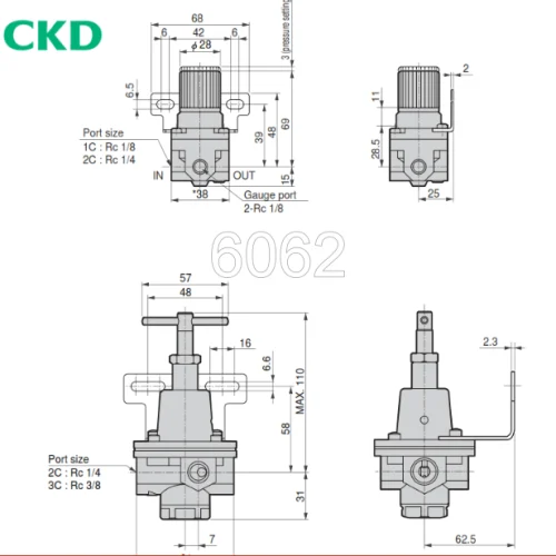 Kích thước van CKD 6062-2C